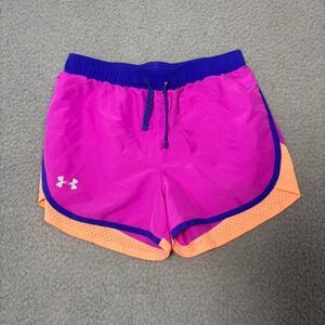 Under Armour Girls HeatGear Athletic Shorts Magenta Purple Orange YLG